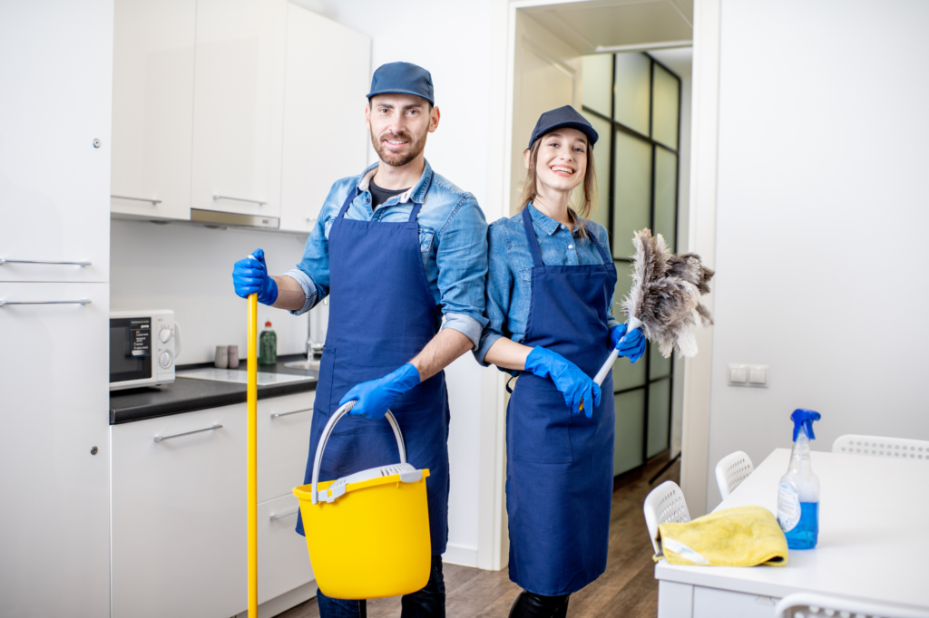 Our experienced team during a cleaning service in Indianapolis, IN