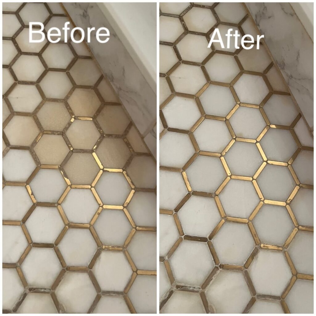 Before and after tile and grout cleaning by Taylor Cleaning LLC in Indianapolis